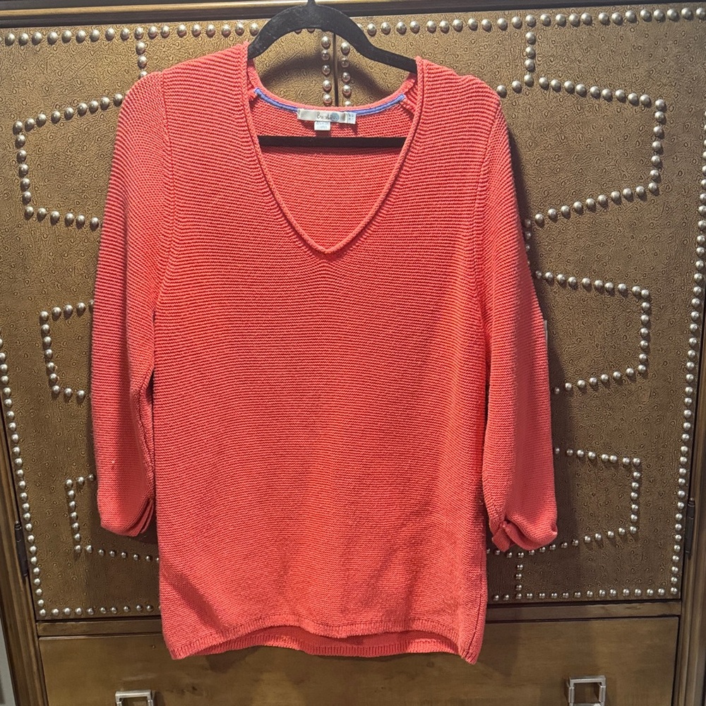 Boden Coral V-Neck Sweater